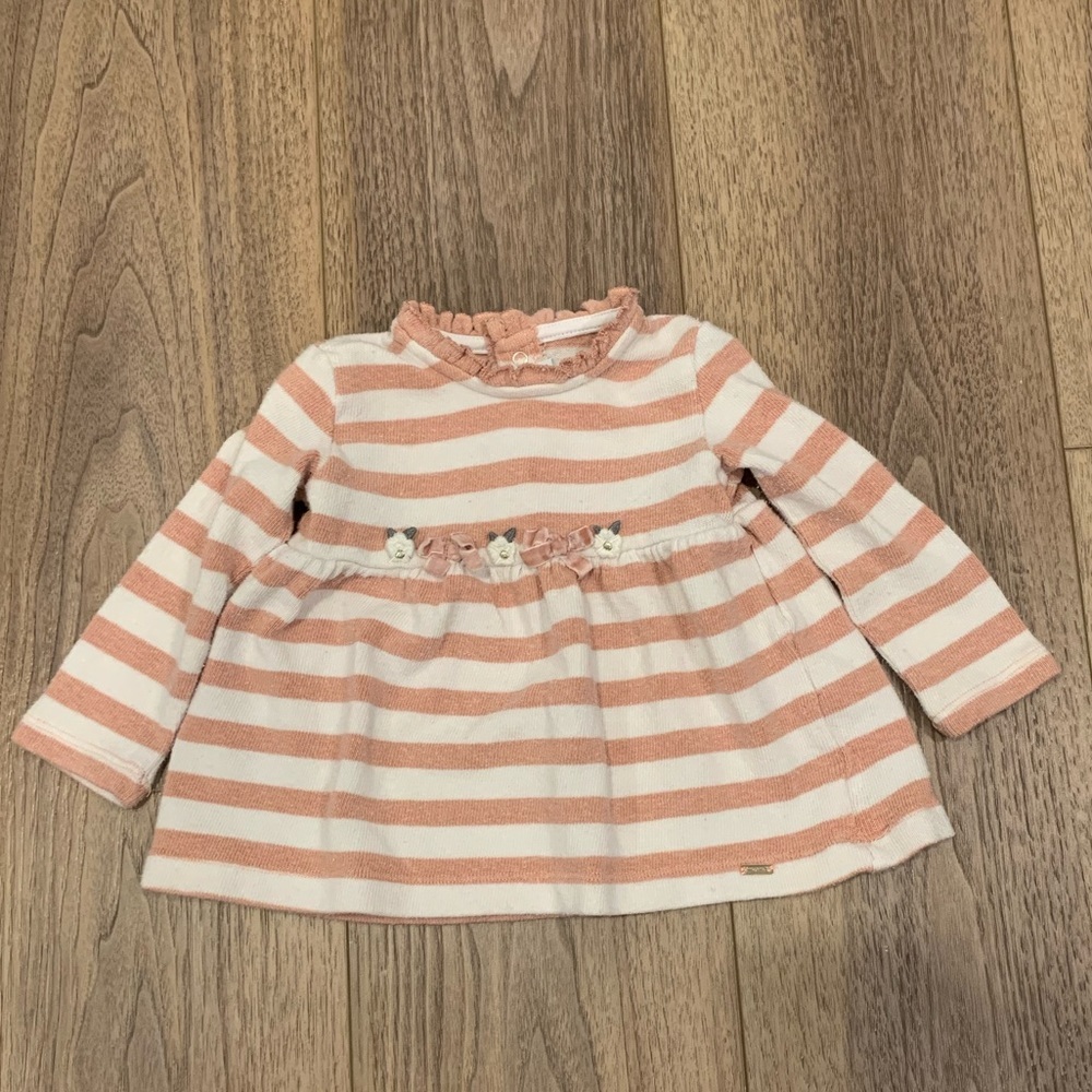 Mayoral Striped Ruffle Plush Dress